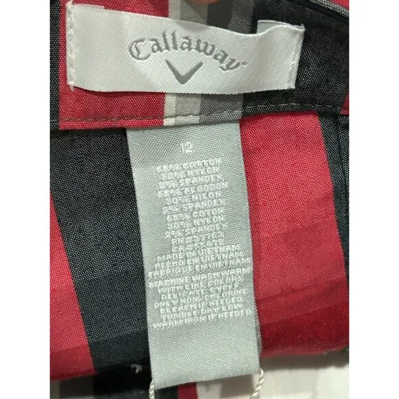 Callaway Golf Plaid Shorts Size 12 Red Black White Preppy Gorpcore NWT - Picture 6 of 10